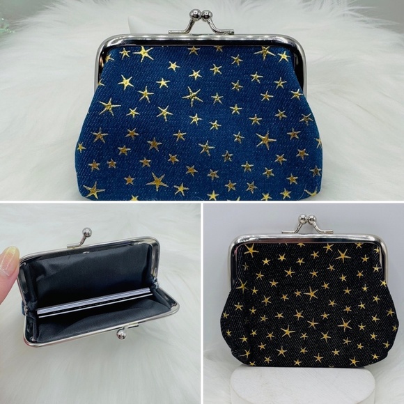 Star Print Jean Coin Purse 2 piece Bundle - Picture 1 of 5